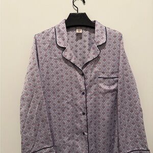 Pink Flower Patterned Soft Purple Pajama Short Set